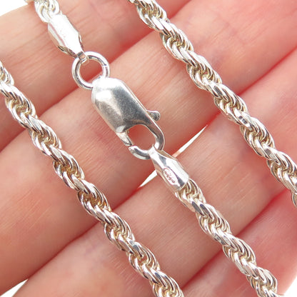 925 Sterling Silver Vintage Italy Twisted Rope Chain Necklace 18"
