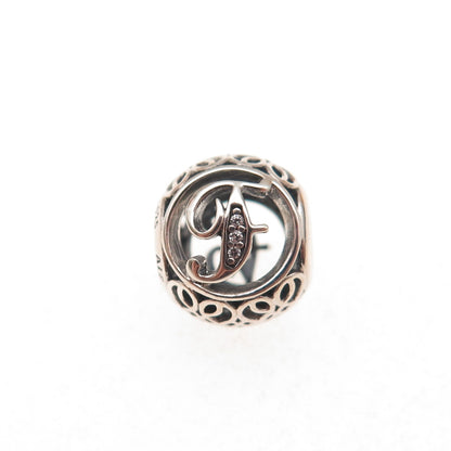 Pandora 925 Sterling Silver C Z Letter F Initial Slide Bead Charm