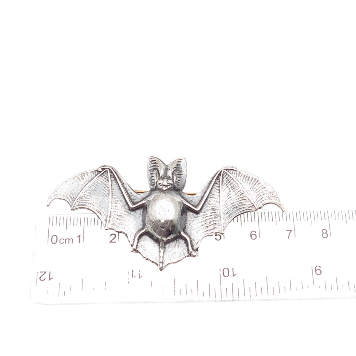 925 Sterling Silver Vintage Bat Oxidized Pin Brooch