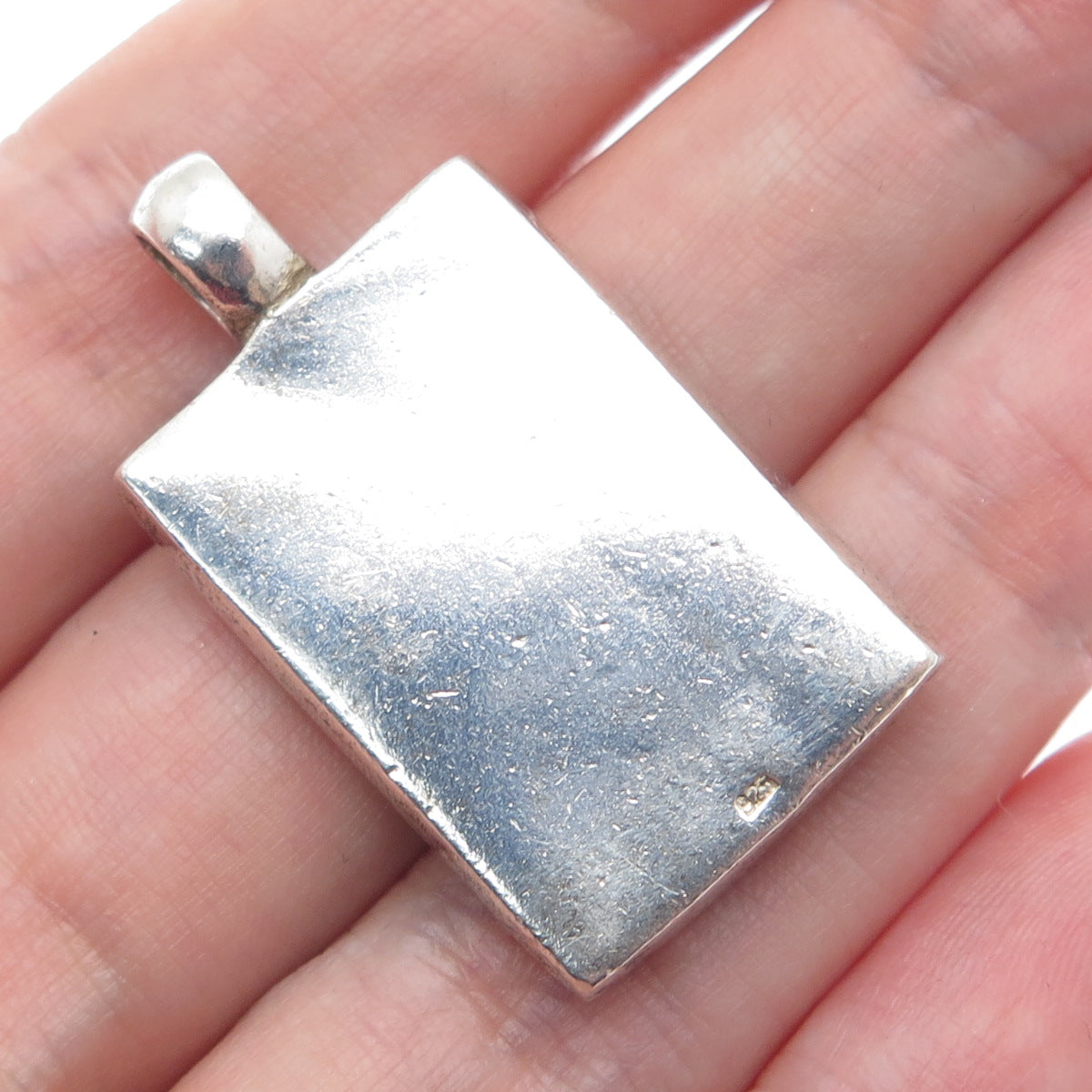 925 Sterling Silver Vintage Real Black Onyx Modernist Charm Pendant