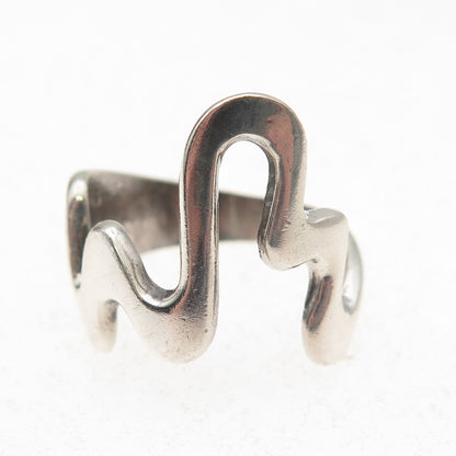 925 Sterling Silver Vintage Modernist Oxidized Ring Size 7.5