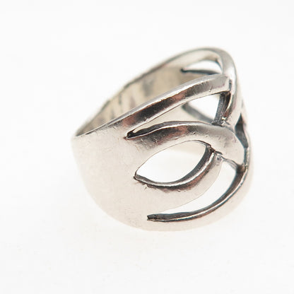 925 Sterling Silver Vintage Woven Oxidized Ring Size 5