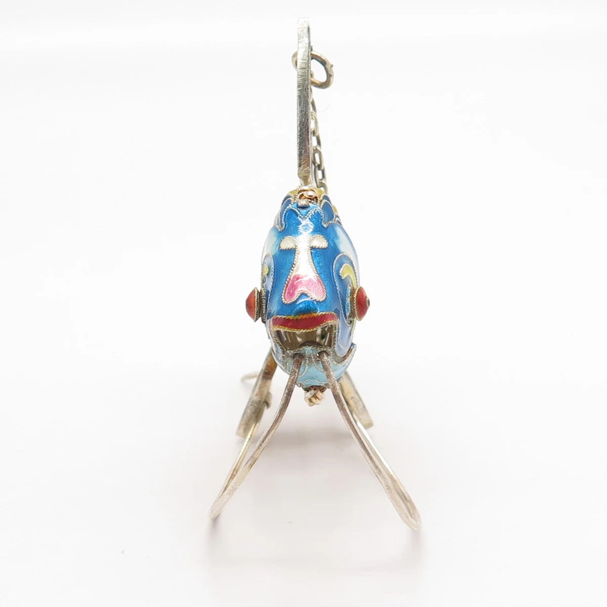 925 Sterling Silver Colorful Enamel Antique Articulated Chinese Koi Fish Fob