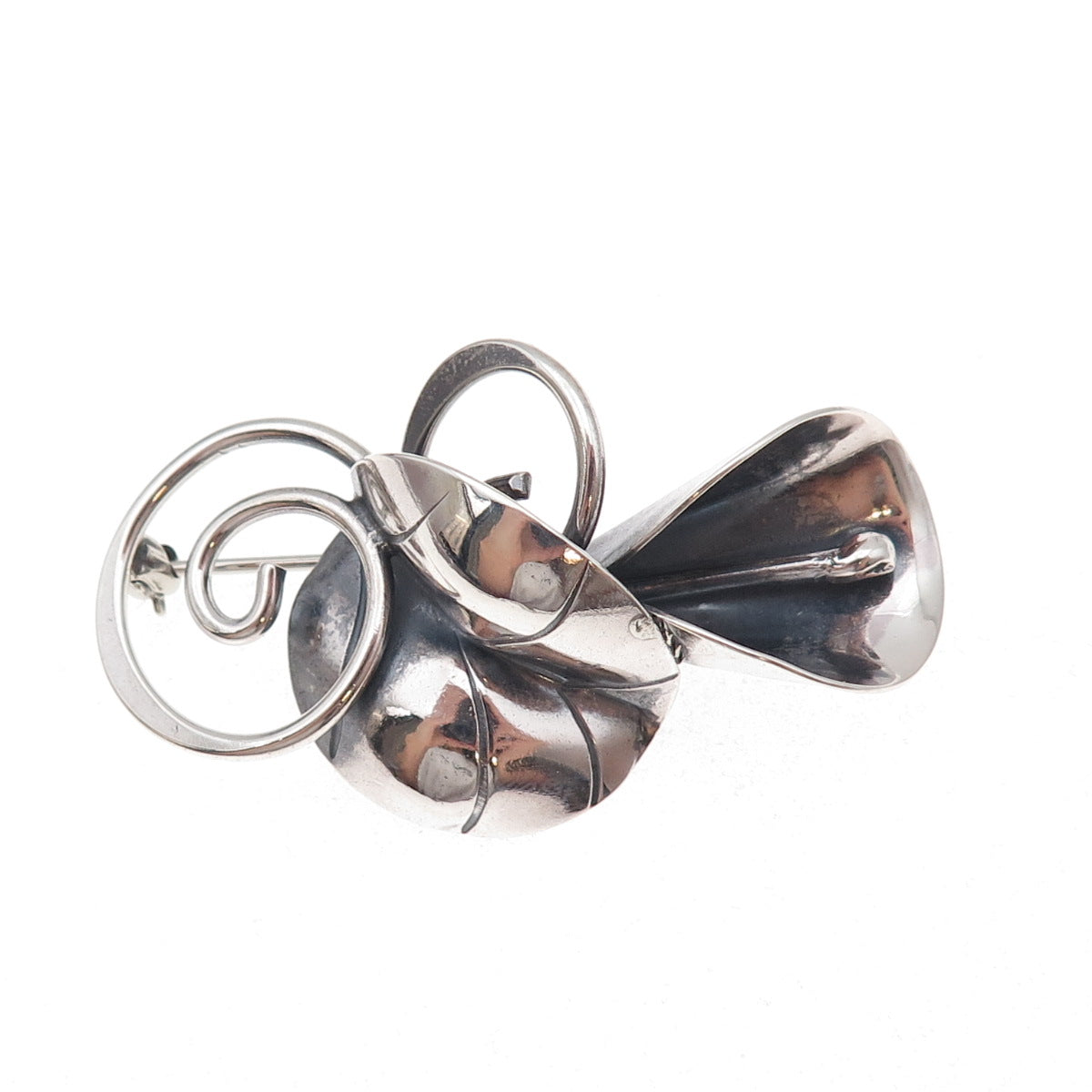 Joseph Masaniello 925 Sterling Silver Vintage Calla Lily Oxidized Pin Brooch
