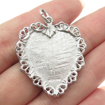 925 Sterling Silver Vintage "Happy Birthday" Ornate Heart Pendant