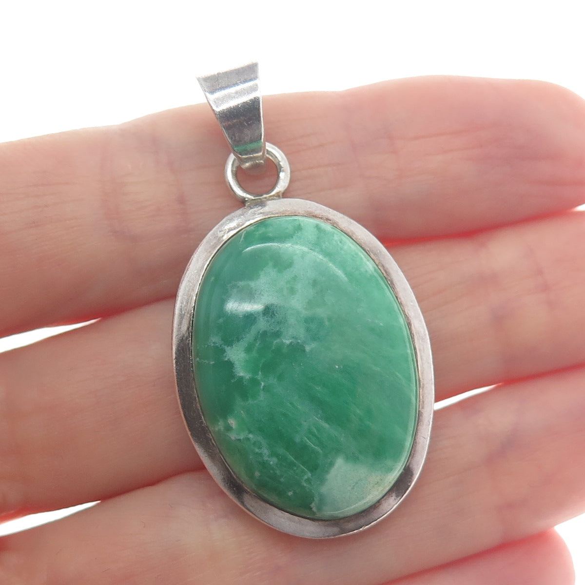 925 Sterling Silver Vintage Real Cabochon Royston Turquoise Charm Pendant