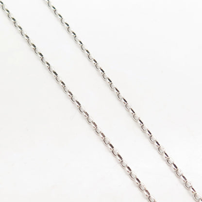 925 Sterling Silver Vintage Italy Ball Station Rolo Chain Necklace 17"