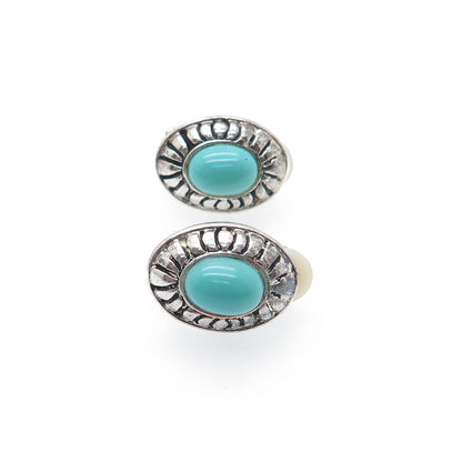 Old Pawn 925 Sterling Silver Vintage Lone Mountain Turquoise Clip On Earrings