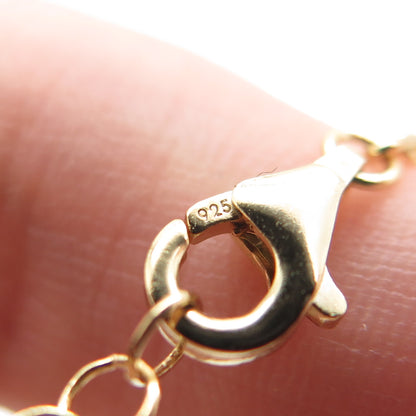 925 Sterling Silver Gold Plated Petal Beaded Belly Chain Necklace 20-22"