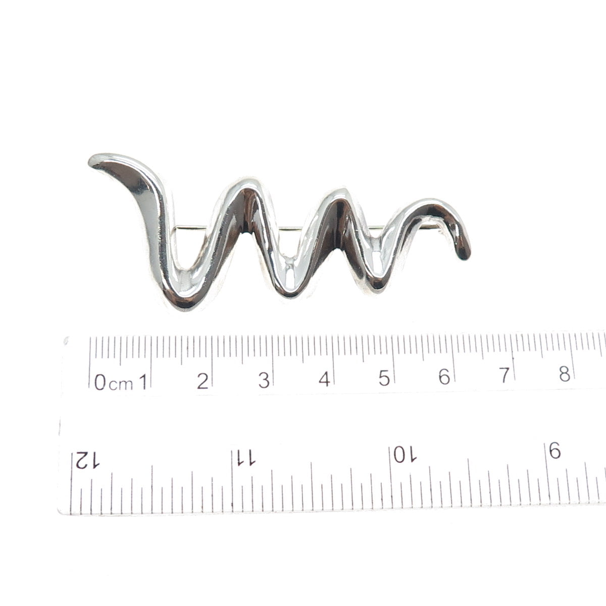 BARRA 925 Sterling Silver Vintage Modernist Zig Zag Pin Brooch
