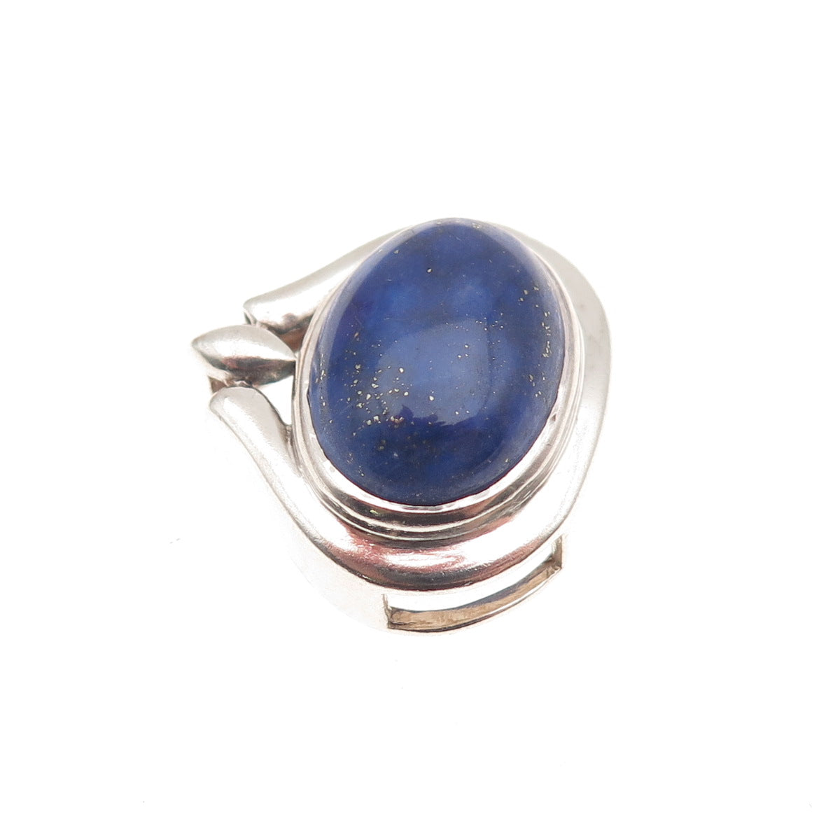 925 Sterling Silver Vintage Real Lapis Lazuli Modernist Slide Charm Pendant