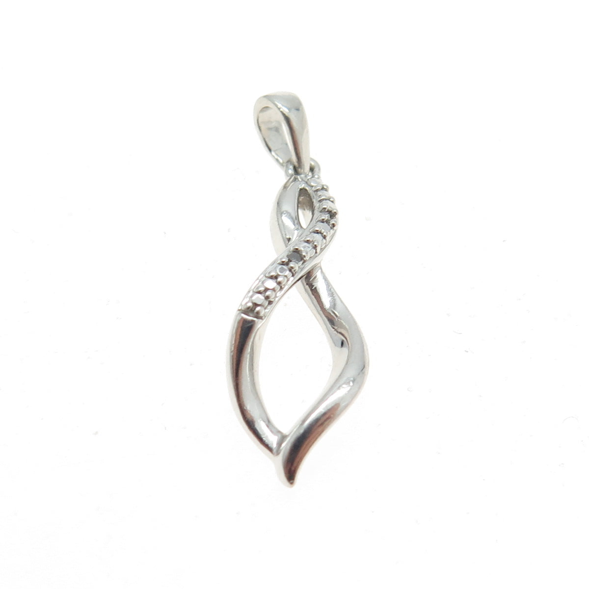 925 Sterling Silver Real Diamond Accent Infinity Pendant