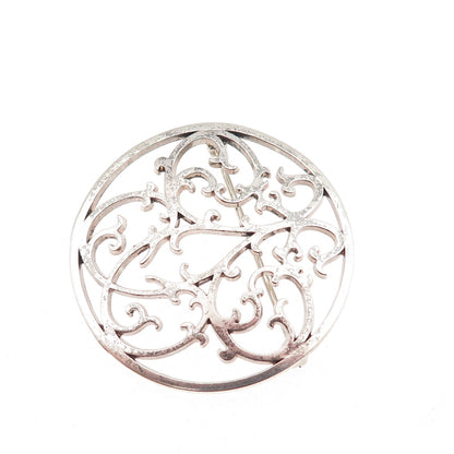 IC James Craig 925 Sterling Silver Vintage Ornate Floral Pin Brooch