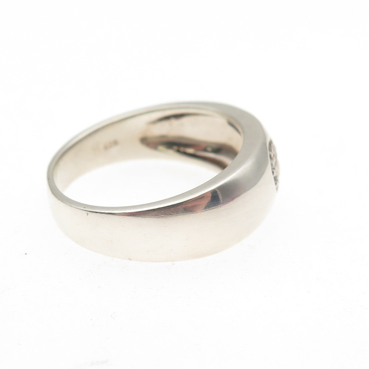 925 Sterling Silver Real Round-Cut Diamond Heart Ring Size 9