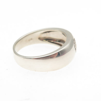 925 Sterling Silver Real Round-Cut Diamond Heart Ring Size 9