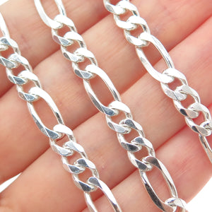 925 Sterling Silver Vintage Italy Figaro Chain Necklace 18"