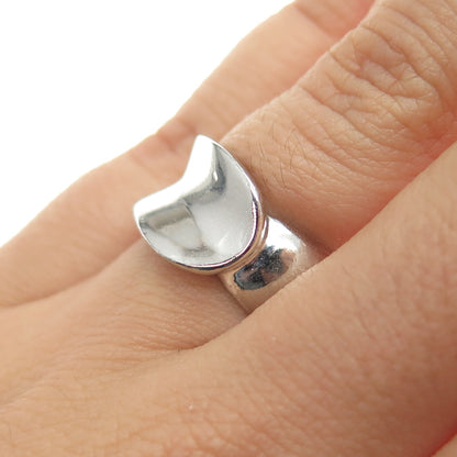 925 Sterling Silver Vintage Italy Modernist Overlap Ring Size 6.25