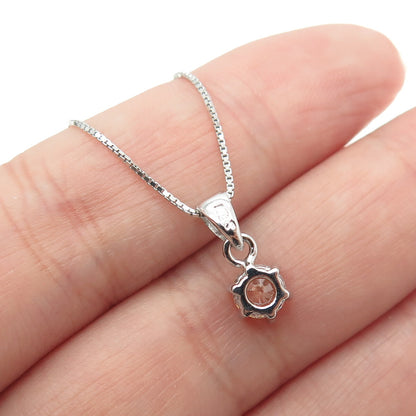 925 Sterling Silver Italy Swarovski Imperial-Crystal Box Chain Necklace 16-18"