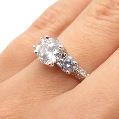 925 Sterling Silver Round-Cut C Z Engagement Ring Size 5.75