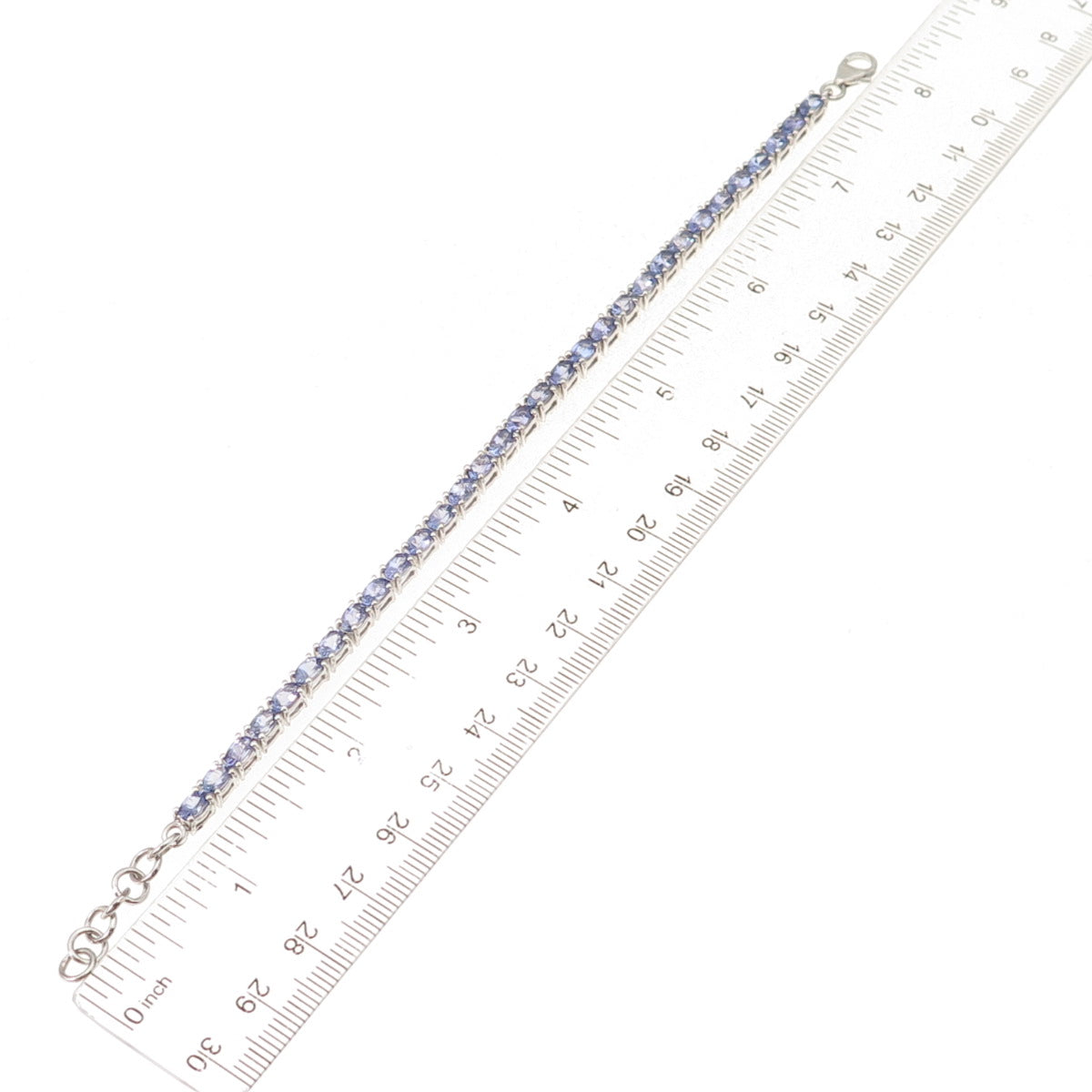 925 Sterling Silver Real Oval-Cut Tanzanite Tennis Link Bracelet 7-8"