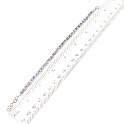 925 Sterling Silver Real Oval-Cut Tanzanite Tennis Link Bracelet 7-8"