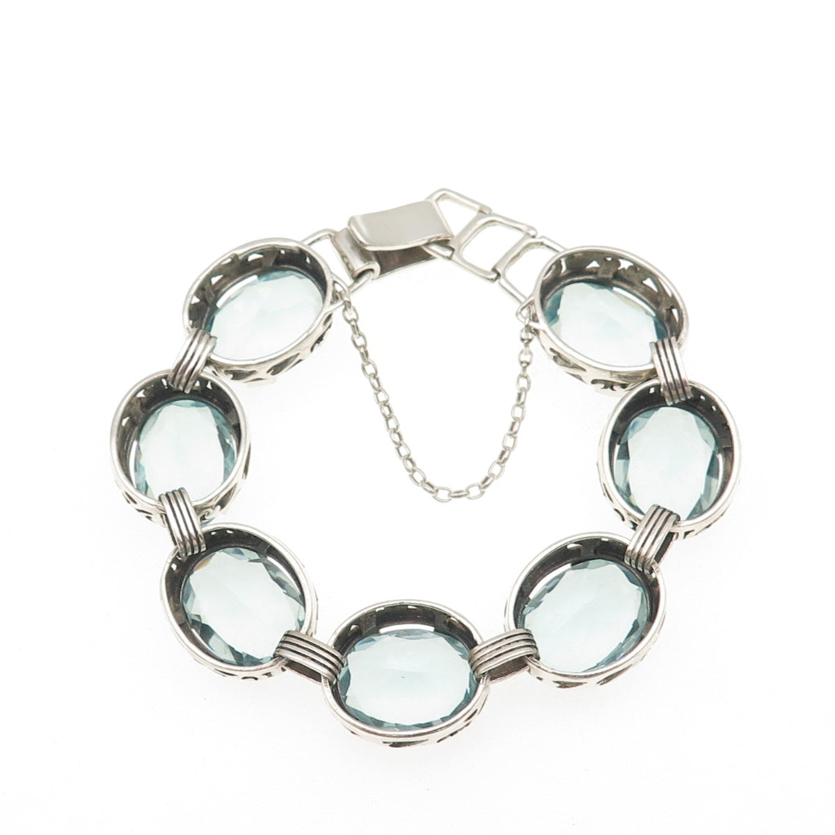 SILPADA 925 Sterling Silver Vintage Blue Lagoon Crystal Bracelet 7.5"