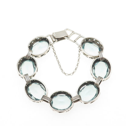SILPADA 925 Sterling Silver Vintage Blue Lagoon Crystal Bracelet 7.5"