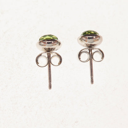 Pandora 925 Sterling Silver Real Peridot August Birthday Blooms Stud Earrings