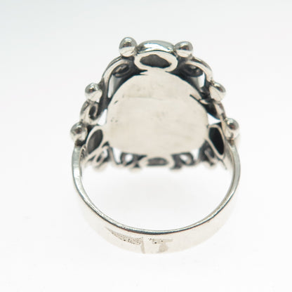 950 Silver Vintage Real Spiny Oyster Shell Oxidized Ring Size 7.75