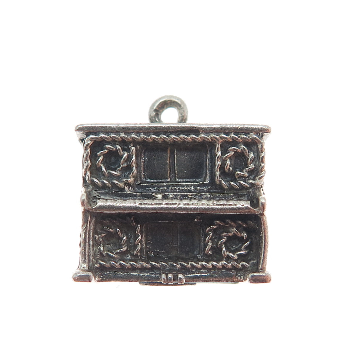 DANECRAFT 925 Sterling Silver Vintage Piano Oxidized Minimalist 3D Charm Pendant