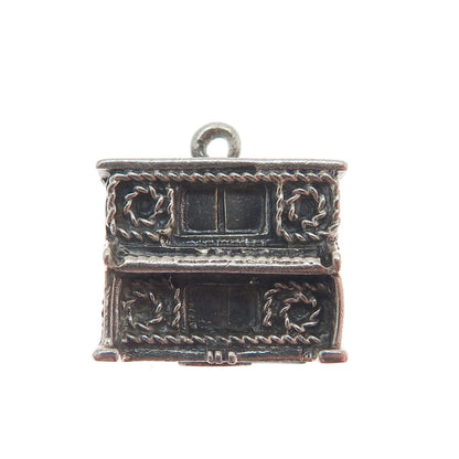 DANECRAFT 925 Sterling Silver Vintage Piano Oxidized Minimalist 3D Charm Pendant