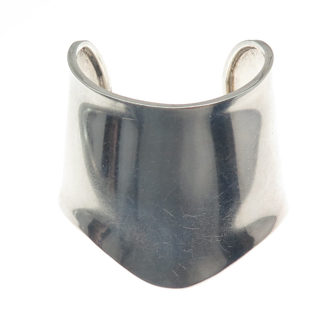 Beth Rollin Sterling Silver Vintage Modernist Wide Adjustable Cuff Bracelet 7"