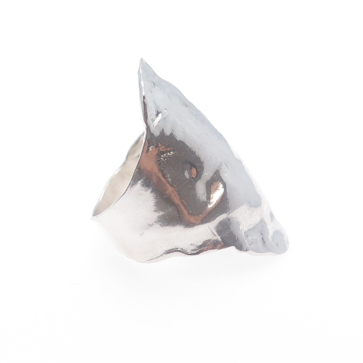 925 Sterling Silver Vintage Israel Modernist Hammered Ring Size 8.25