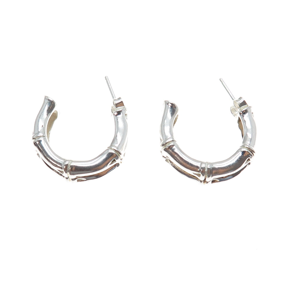 ECCLISSI 925 Sterling Silver Vintage Bamboo Hoop Earrings