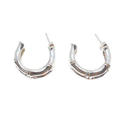 ECCLISSI 925 Sterling Silver Vintage Bamboo Hoop Earrings