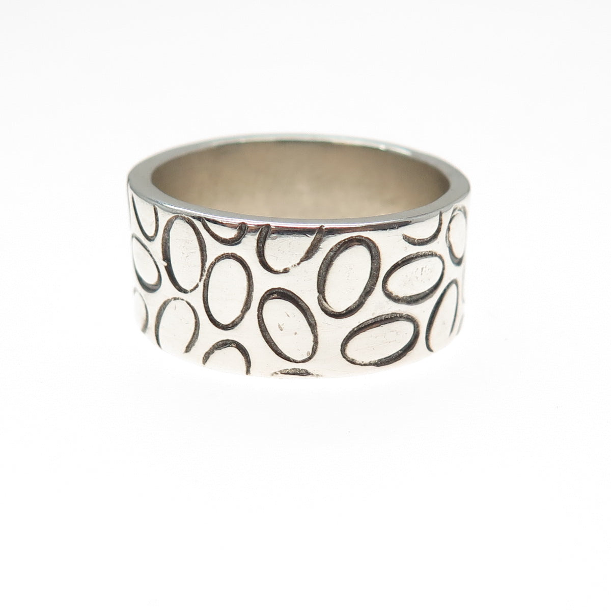 925 Sterling Silver Vintage Modernist Wide Band Ring Size 9