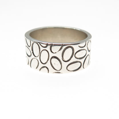 925 Sterling Silver Vintage Modernist Wide Band Ring Size 9