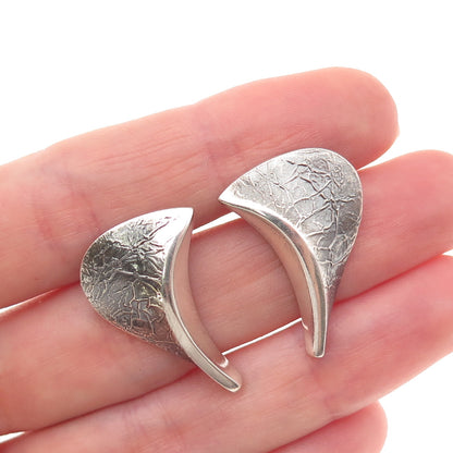 Maria Eleftheriou 925 Sterling Silver Vintage Modernist Petal Oxidized Earrings