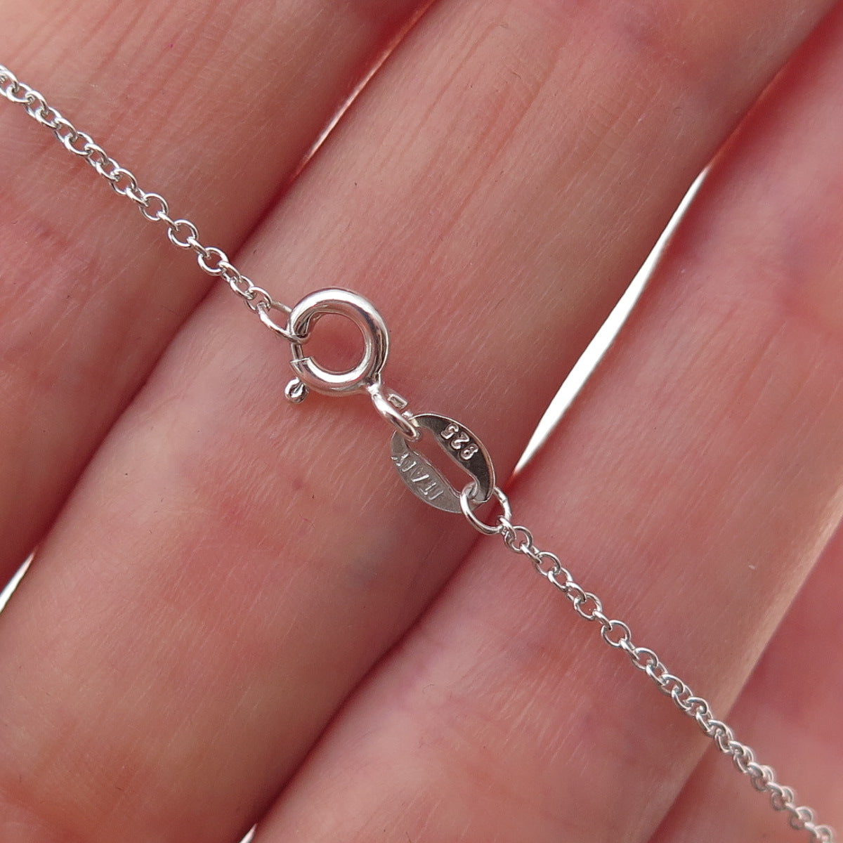 925 Sterling Silver Real Round-Cut Diamond Infinity Cable Chain Necklace 18"