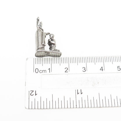 CREED 925 Sterling Silver Vintage Confirmation Oxidized Mini 3D Charm Pendant