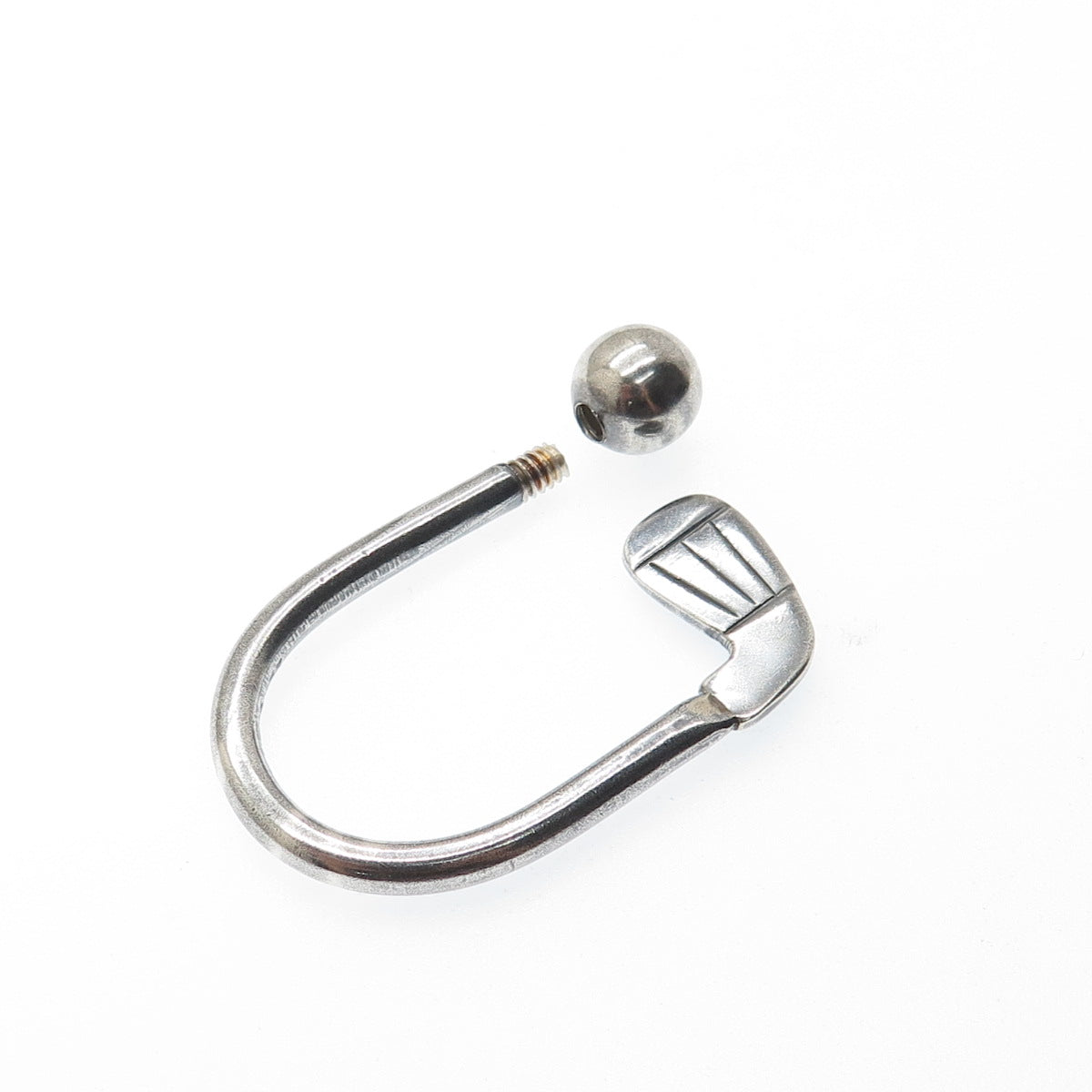 925 Sterling Silver Vintage Mexico Golf Club Screw Ball Key Ring Holder