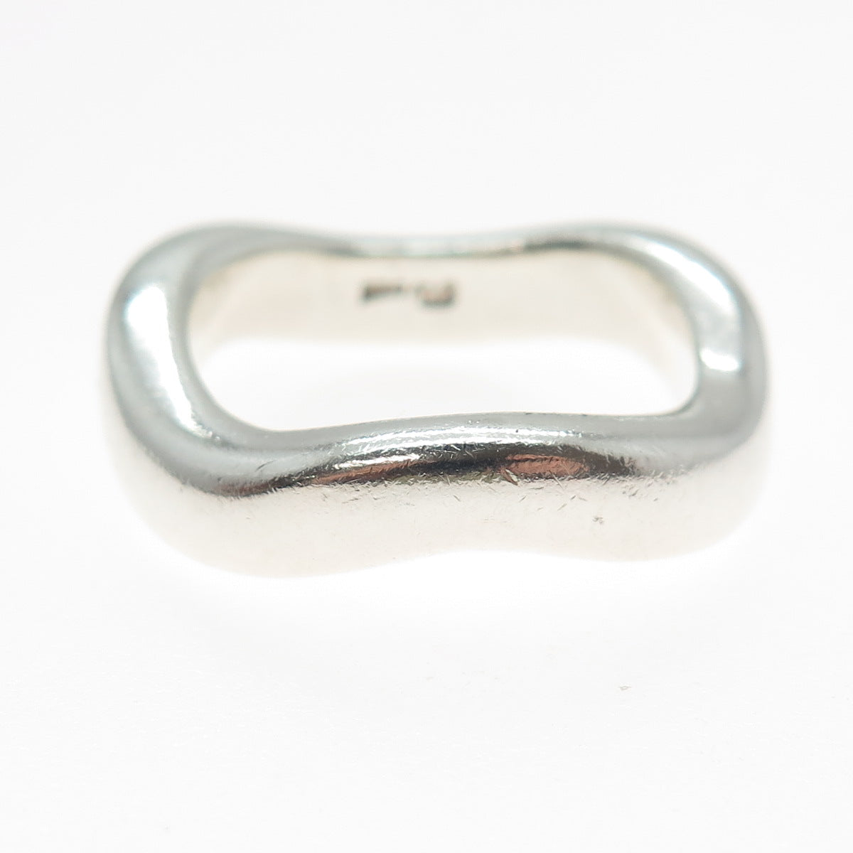 925 Sterling Silver Vintage Modernist Wavy Band Ring Size 10.75