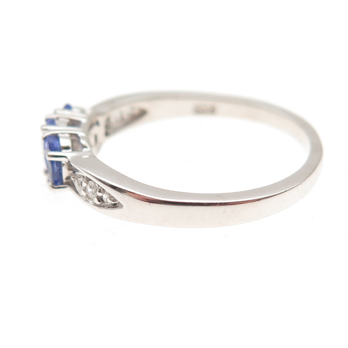 Chuck Clemency 925 Sterling Silver Real Tanzanite & White Topaz Ring Size 8.25