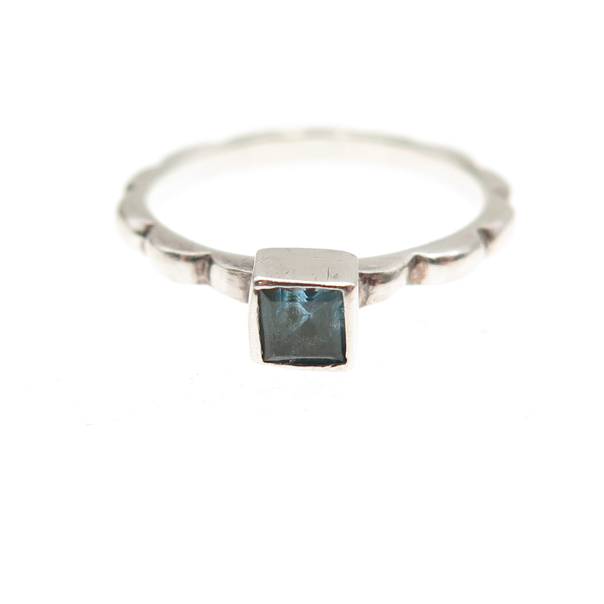 925 Sterling Silver Vintage Real London Blue Topaz Ring Size 5.25
