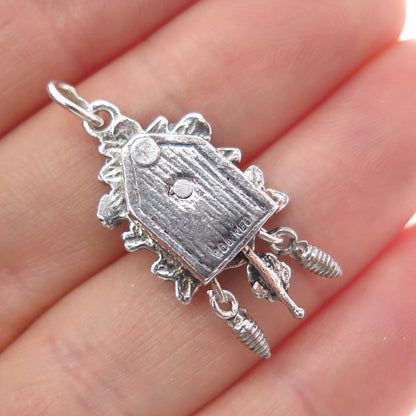 Fritz Reu & Co. 800 Silver Vintage Cuckoo Clock Oxidized Charm Pendant