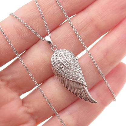 Jane Seymour Sterling Silver Real Diamond Angel Wing Cable Chain Necklace 18"
