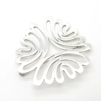 925 Sterling Silver Vintage Mexico Modernist Handmade Pin Brooch / SIGNED "SU"