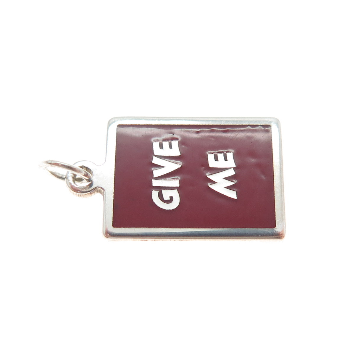 925 Sterling Silver Red Enamel Give Me Minimalist Charm Pendant