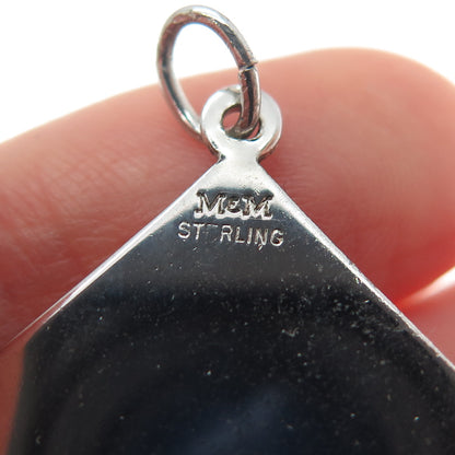 M&M MARK MERCY 925 Sterling Vintage Blue Rhinestone Menorah Charm Pendant