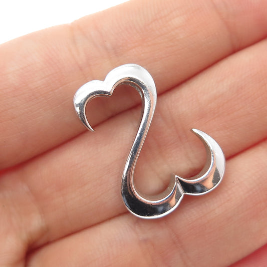 925 Sterling Silver Open Heart Slide Charm Pendant
